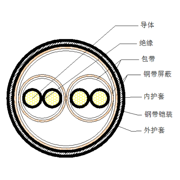 銅芯聚乙烯絕緣銅帶繞包分總屏蔽 鋼帶鎧裝聚氯乙烯護(hù)套計(jì)算機(jī)電纜-DJYP2VP2-22-300/500V